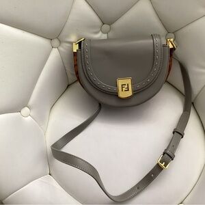 Gray Leather Crossbody Bag